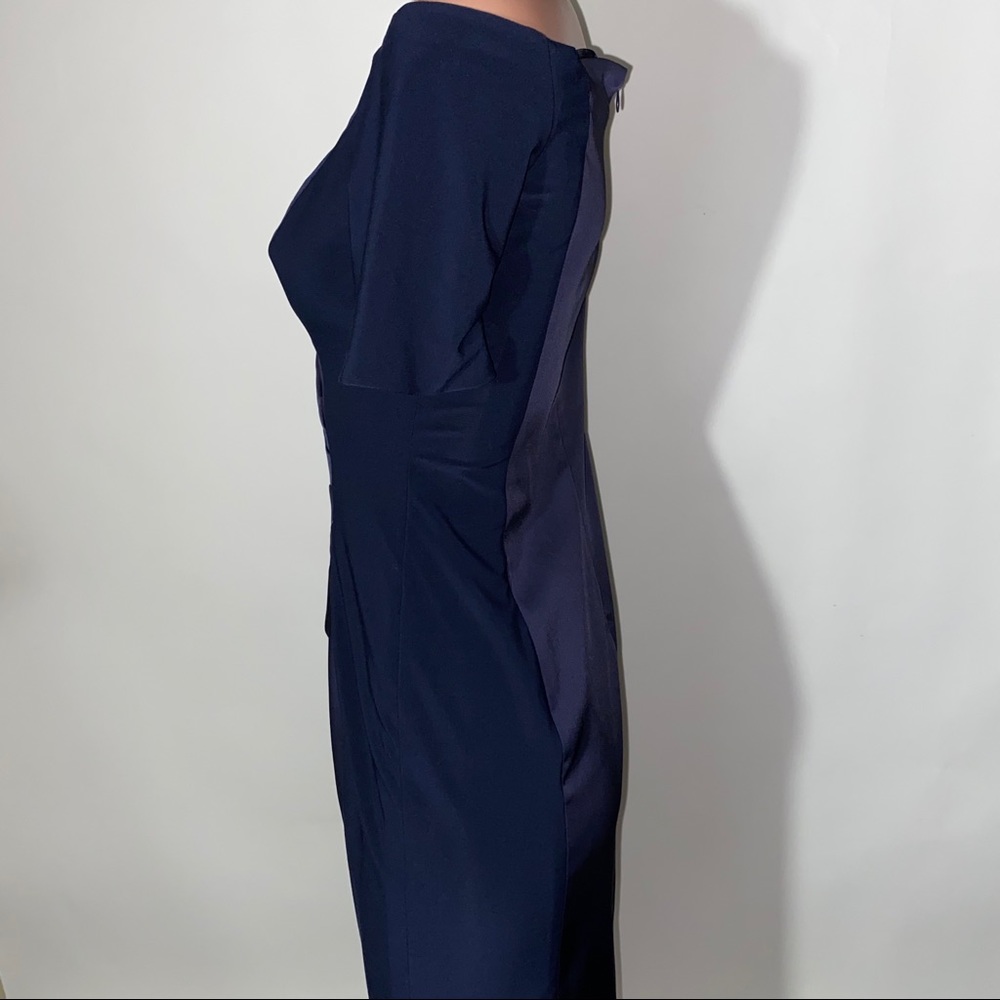 NEW Lauren Ralph Lauren Navy off shoulder satin sheath dress size 6 - Picture 9 of 16
